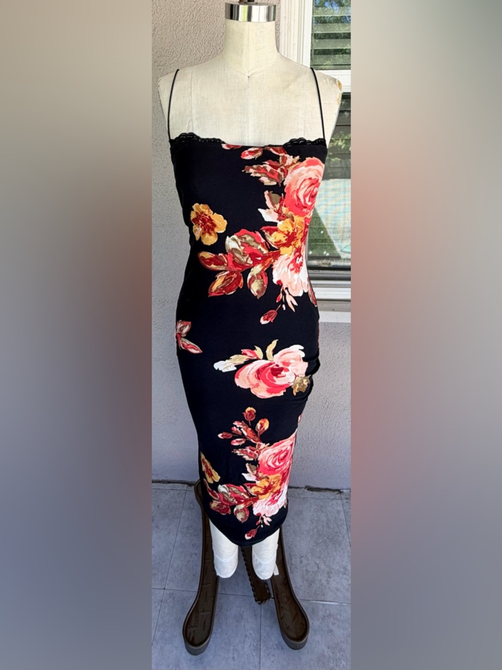 Floral Spaghetti Strap Midi Dress